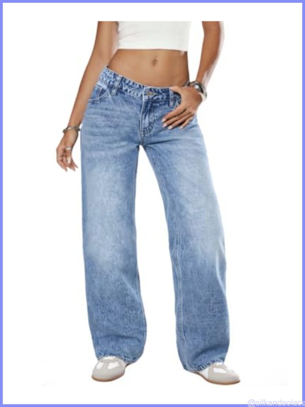 Low Rise Baggy Wide Leg Jeans Loose Fit Stretch Denim Pants